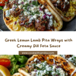 Greek Lemon Lamb Pita Wraps with Creamy Dill Feta Sauce Recipe