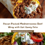 Mediterranean Ground Beef Wrap with Hot Honey Feta Cream Recipe