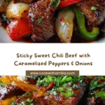 Sticky Sweet Chili Beef with Caramelized Onions & Peppers Recipe