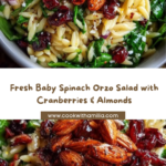 Baby Spinach and Orzo Salad with Cranberries and Almonds Recipe