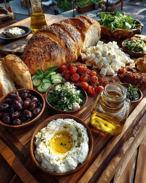Rustic Mediterranean Bread and Feta Board Recipe - Recipe Image
