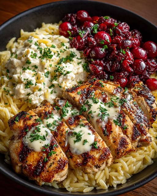 Creamy Feta Sauce & Roasted Cranberries Recipe - Recipe Image