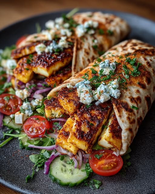 Mediterranean Halloumi Wrap with Spicy Hot Honey Feta Sauce Recipe 3 Mediterranean Halloumi Wrap with Spicy Hot Honey Feta Sauce Recipe - Recipe Image