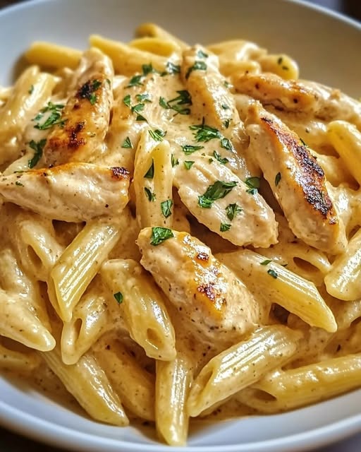 Spicy Cajun Cream Chicken Penne with Garlic Parmesan Sauce Recipe