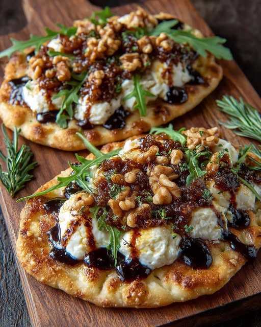 Crispy Flatbread with Brie, Fig Jam & Roasted Walnuts Recipe