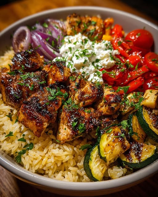 Balsamic Chicken Rice with Roasted Veggies & Whipped Feta Recipe - Recipe Image