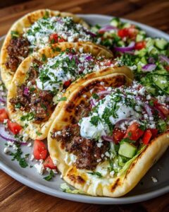 Greek Beef Pita Wraps with Garlic Yogurt Sauce Recipe