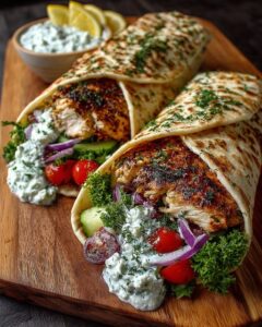 Greek Chicken Wraps with Cucumber Sauce Recipe