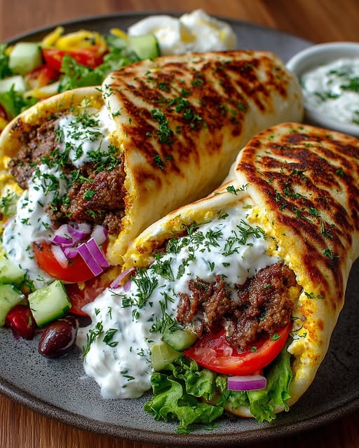 Greek Lamb Wraps with Lemon Garlic Yogurt Sauce Recipe - Recipe Image