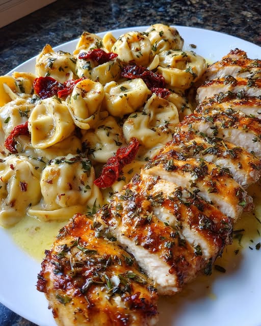 ortellini in Garlic Parmesan Cream Sauce Recipe - Recipe Image