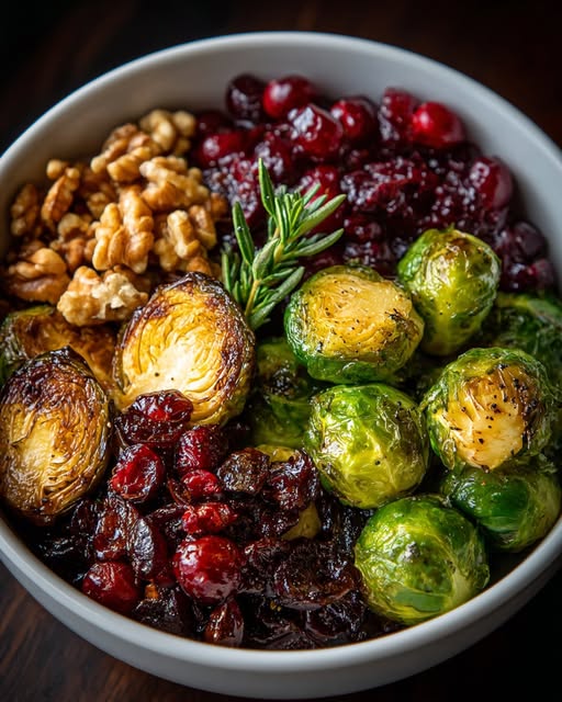 Balsamic Glazed Brussels Sprouts with Cranberries & Walnuts Recipe