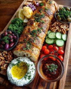 Rustic Mediterranean Bread and Yogurt Dip Board Recipe