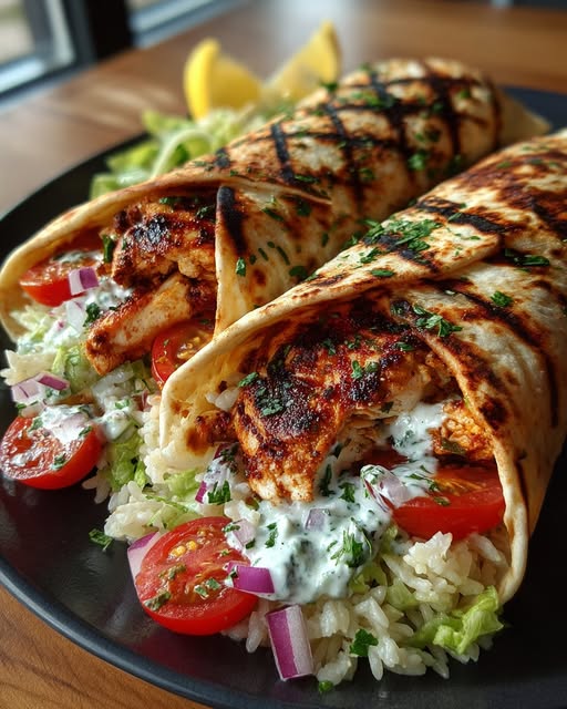 Greek Grilled Chicken Wrap Bowls with Garlic Yogurt Sauce Recipe - Recipe Image