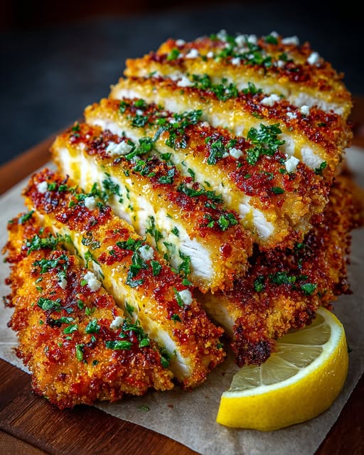 Spicy Crispy Hot Honey Lemon Feta Chicken with Herb Crust Recipe