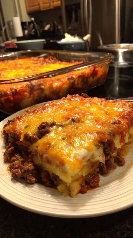 Cheesy Beef and Potato Casserole Recipe - Recipe Image