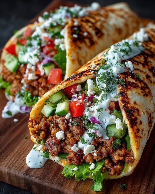 ey Wrap with Dill Lemon Honey Feta Cream Recipe - Recipe Image