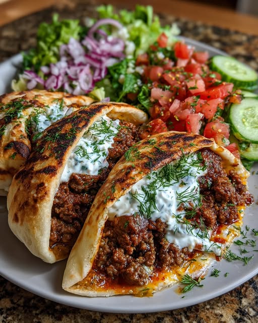 Mediterranean Ground Beef Pita Wraps Recipe