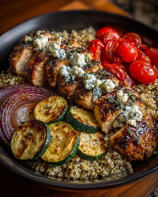 Balsamic Chicken Quinoa with Roasted Veggies & Whipped Feta Recipe - Recipe Image