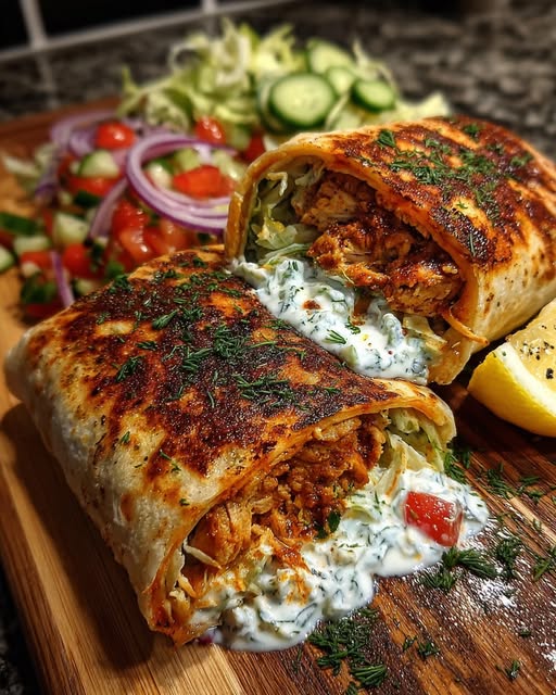 en Wrap with Dill Lemon Honey Feta Cream Recipe - Recipe Image