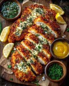 Spicy Crispy Hot Honey Lemon Feta Chicken with Herb Crust Recipe