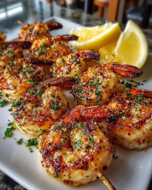 Grilled Garlic Butter Shrimp Skewers Recipe - Recipe Image