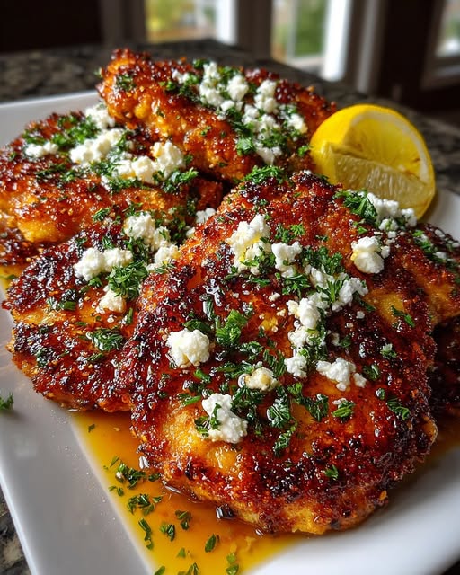 Spicy Crispy Hot Honey Lemon Feta Chicken Cutlets Recipe