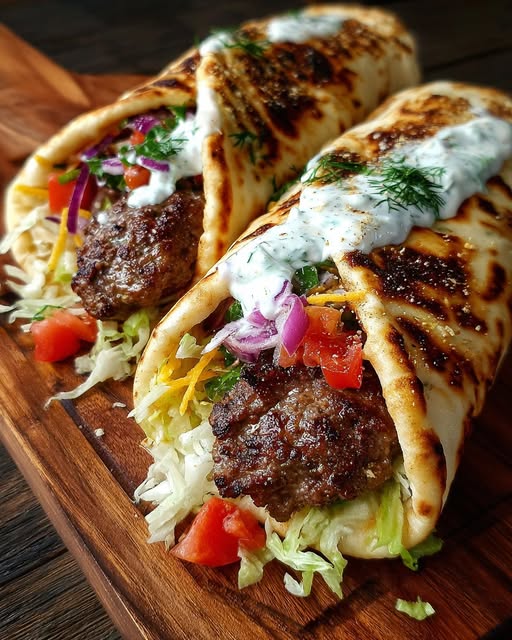 Greek Grilled Lamb Gyro Wraps with Garlic Yogurt Sauce Recipe