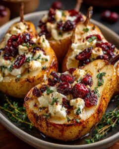 Baked Pears with Feta, Honey, and Cranberries Recipe
