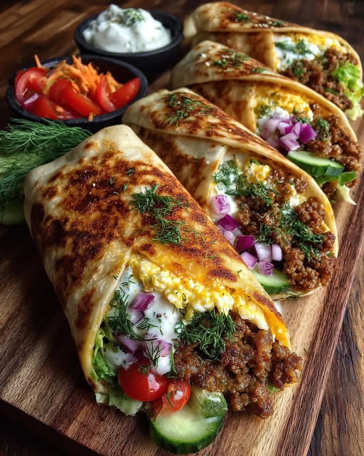 ey Wrap with Dill Lemon Honey Feta Cream Recipe