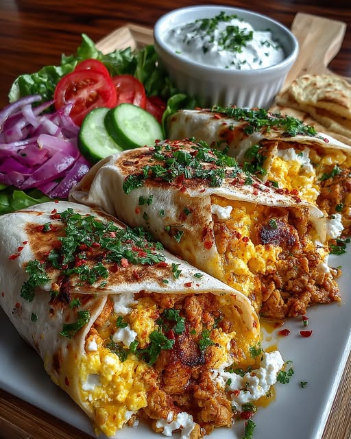 en Wrap with Garlic Hot Honey Feta Cream Recipe - Recipe Image