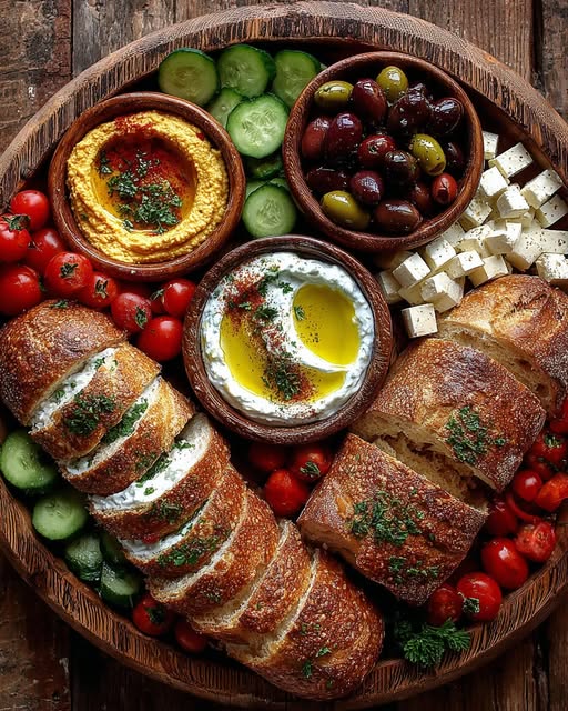 Rustic Mediterranean Bread & Mezze Platter Recipe 3 Rustic Mediterranean Bread & Mezze Platter Recipe - Recipe Image