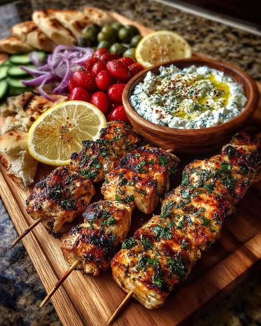 vlaki Grazing Board with Garlic Feta Dip Recipe