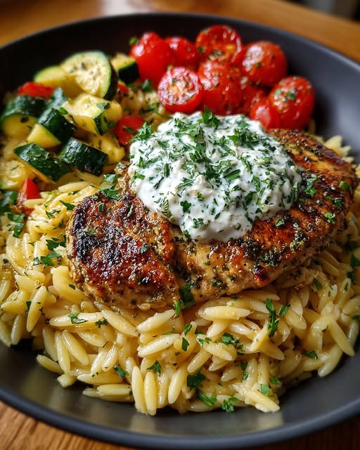 In a large bowl, combine cooked orzo and roasted vegetables Recipe