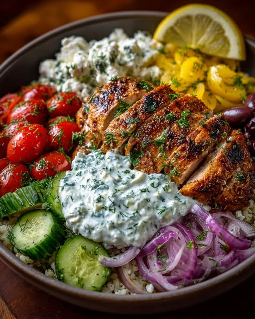 r Bowl with Whipped Herb Feta & Tzatziki Recipe