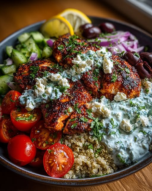 Bowl with Herb Feta & Cucumber Tzatziki Recipe