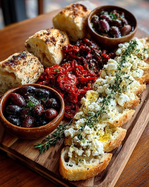 Rustic Mediterranean Bread and Feta Board with Olive Mix Recipe 2 Rustic Mediterranean Bread and Feta Board with Olive Mix Recipe - Recipe Image