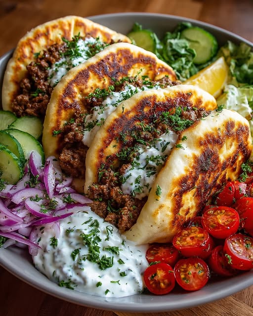 Beef Pita Wraps with Garlic Yogurt Sauce Recipe
