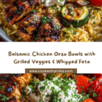 Balsamic Chicken Orzo with Grilled Veggies & Whipped Feta Recipe