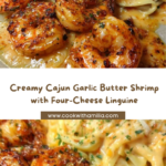 Cajun Garlic Butter Shrimp with Creamy Four-Cheese Linguine Recipe