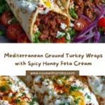 Mediterranean Ground Turkey Wrap with Hot Honey Feta Cream Recipe