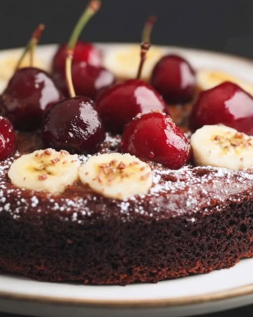 Banana and Hazelnut Cake with Cherries Recipe
