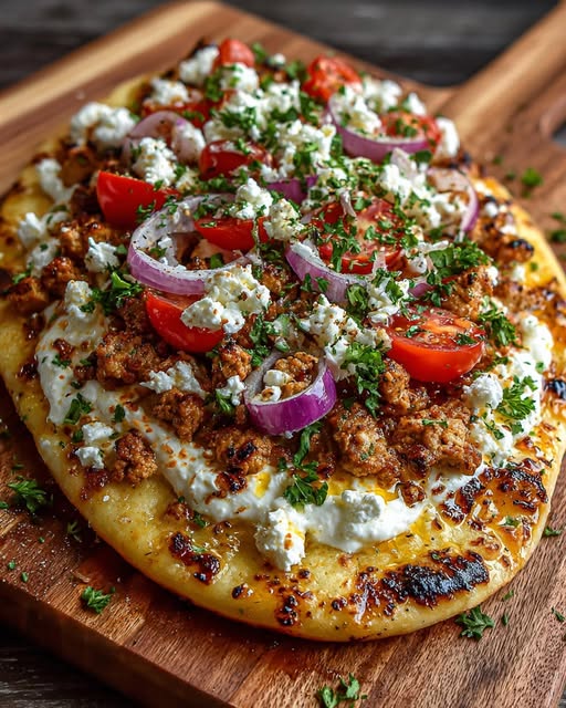 Flatbread with Dill Hot Honey Feta Cream Recipe