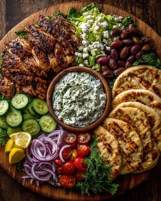 Greek Grilled Chicken Gyro Grazing Board with Feta Dip Recipe - Recipe Image