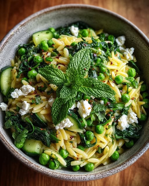 Spinach, Pea & Mint Orzo Salad Recipe