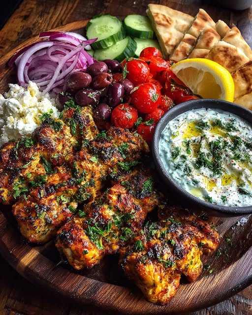 n Souvlaki Mezze Board with Garlic Sauce Recipe