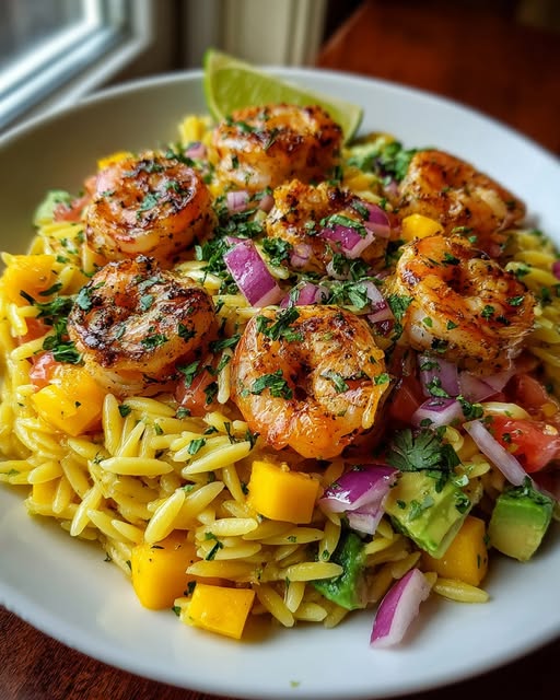 Mango Avocado Shrimp Orzo Recipe