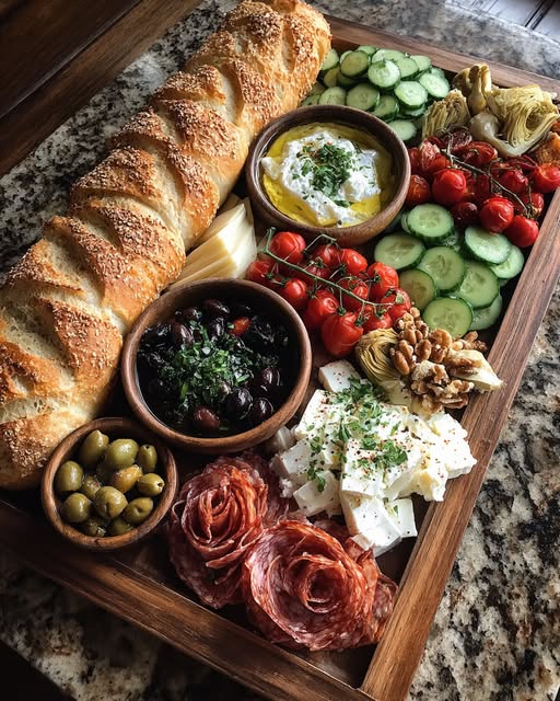 Rustic Mediterranean Bread and Antipasto Board Recipe - Recipe Image