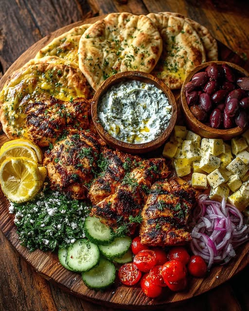 Souvlaki Mezze Board with Lemon Feta Dip Recipe - Recipe Image