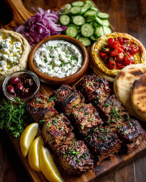Greek Grilled Lamb Souvlaki Grazing Board Recipe - Recipe Image