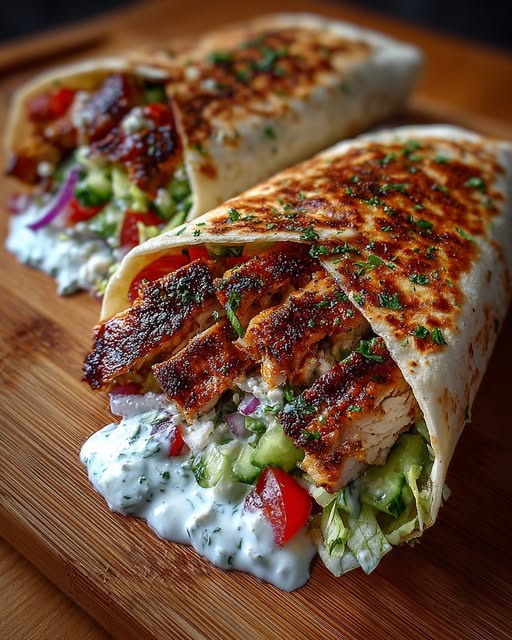 Mediterranean Spiced Chicken Wrap with Creamy Dill Feta Recipe - Recipe Image